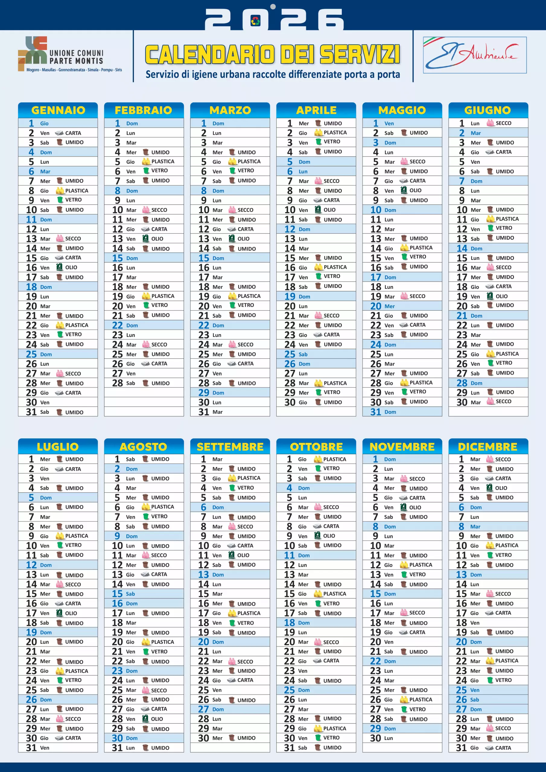 Immagine calendario rifiuti anno 2026